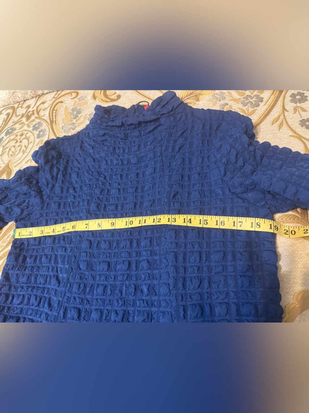 IC collection- Textured Navy Blue Long Sleeve Pocket Dress - Picture 12 of 13